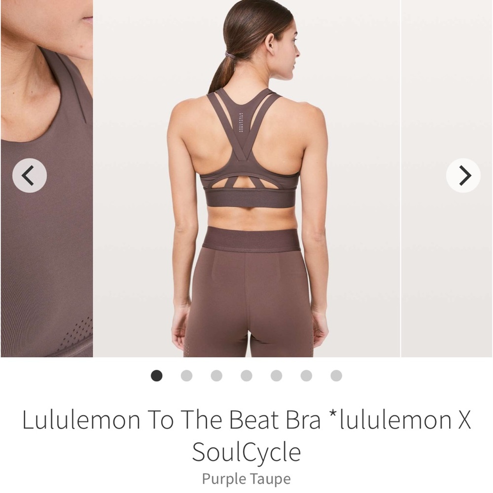 Lululemon // To The Beat Bra Lululemon X SoulCycle - Purple Taupe